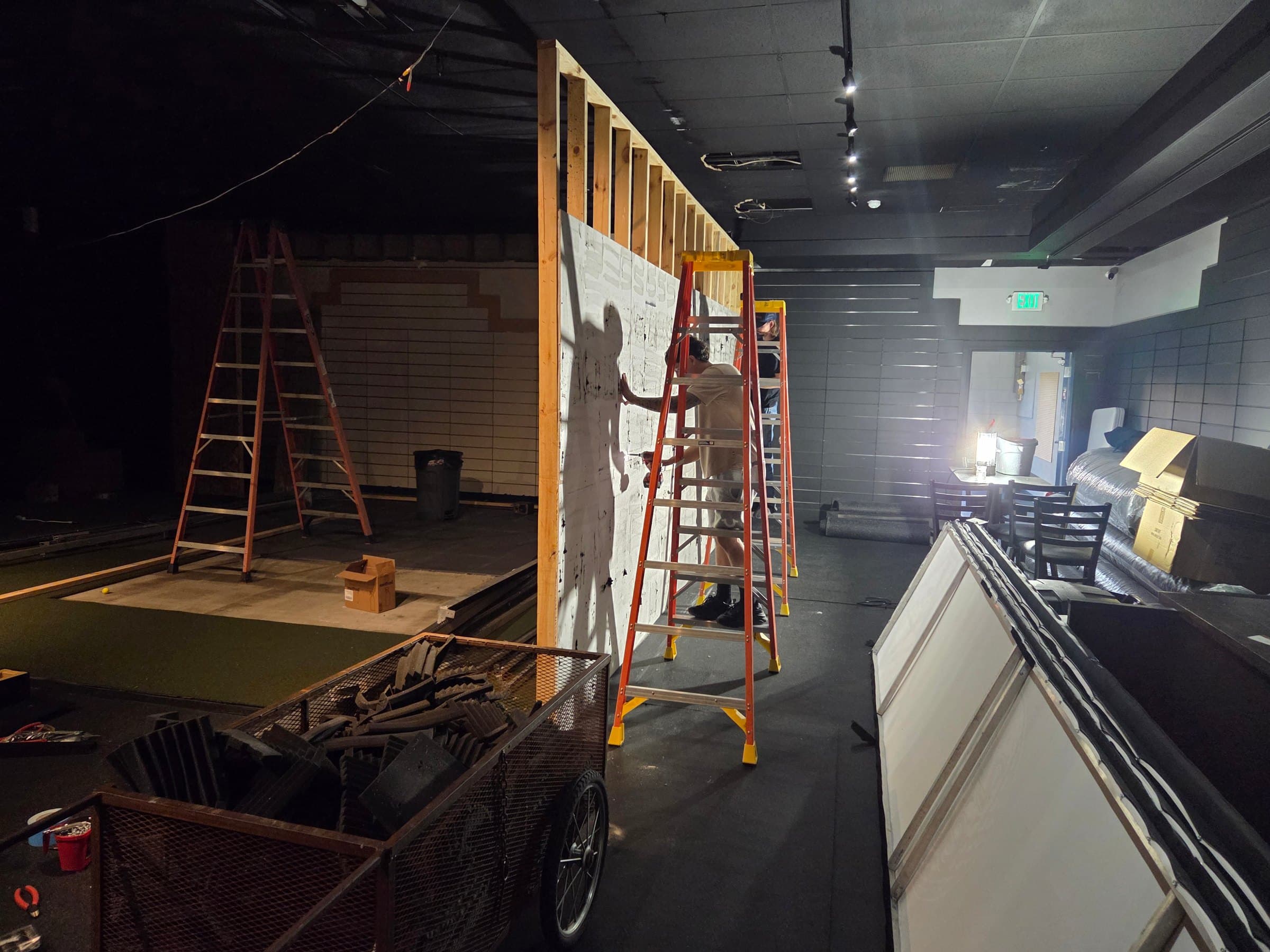 Demo framed wall next to Bay 3