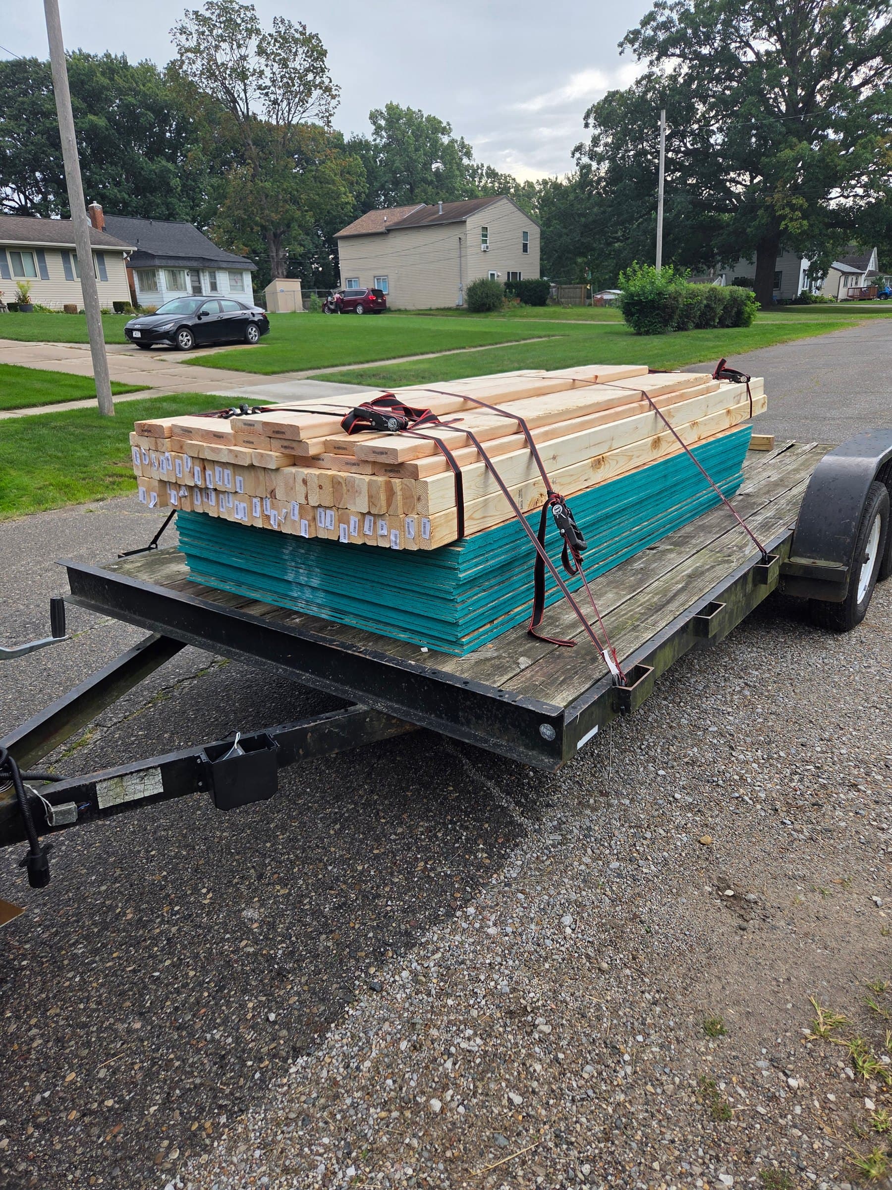 First load of lumber to build walls